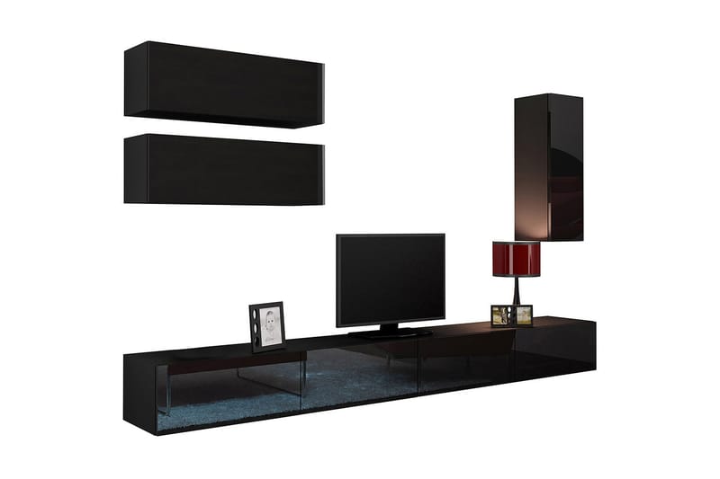 Vasil TV-möbelset 280x40x180 cm - Svart/Vit - Möbler - Vardagsrum - Tv-möbler & mediamöbler - Tv-möbelset