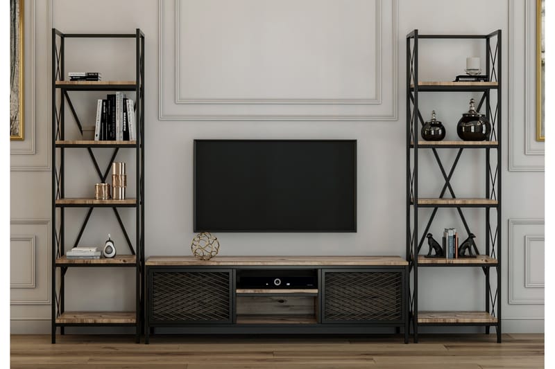 WACKLE TV-Möbelset 150 cm Trä/Natur/Svart - Tv-möbelset