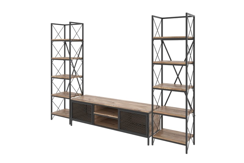 WACKLE TV-Möbelset 150 cm Trä/Natur/Svart - Möbler - Vardagsrum - Tv-möbler & mediamöbler - Tv-möbelset