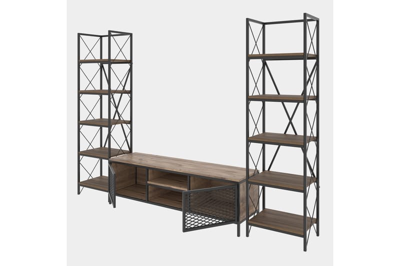 WACKLE TV-Möbelset 150 cm Trä/Natur/Svart - Möbler - Vardagsrum - Tv-möbler & mediamöbler - Tv-möbelset