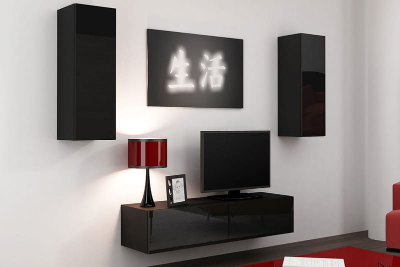 WILBER TV-möbelset 210x40x180 cm - Svart/Vit - Möbler - Vardagsrum - Tv-möbler & mediamöbler - Tv-möbelset