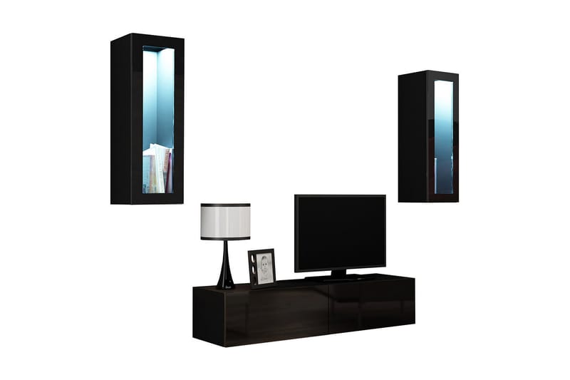 WILBER TV-möbelset 210x40x180 cm - Svart/Vit - Möbler - Vardagsrum - Tv-möbler & mediamöbler - Tv-möbelset