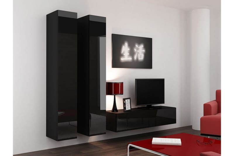 WILBER TV-möbelset 220x40x180 cm - Svart/Vit - Möbler - Vardagsrum - Tv-möbler & mediamöbler - Tv-möbelset