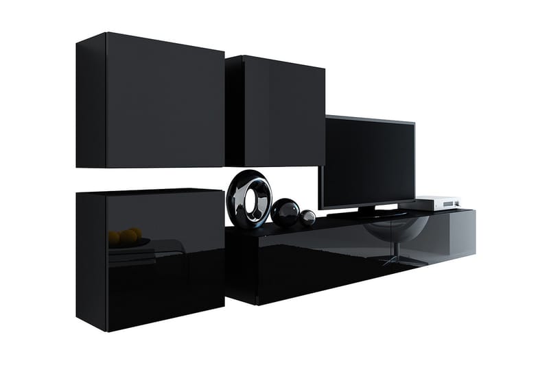 WILBER TV-möbelset 230x40x180 cm - Svart/Vit - Möbler - Vardagsrum - Tv-möbler & mediamöbler - Tv-möbelset