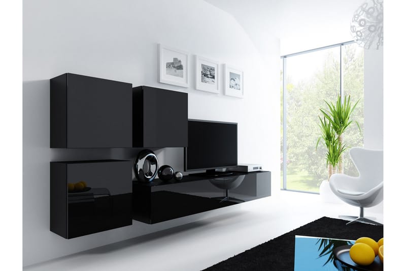 WILBER TV-möbelset 230x40x180 cm - Svart/Vit - Möbler - Vardagsrum - Tv-möbler & mediamöbler - Tv-möbelset