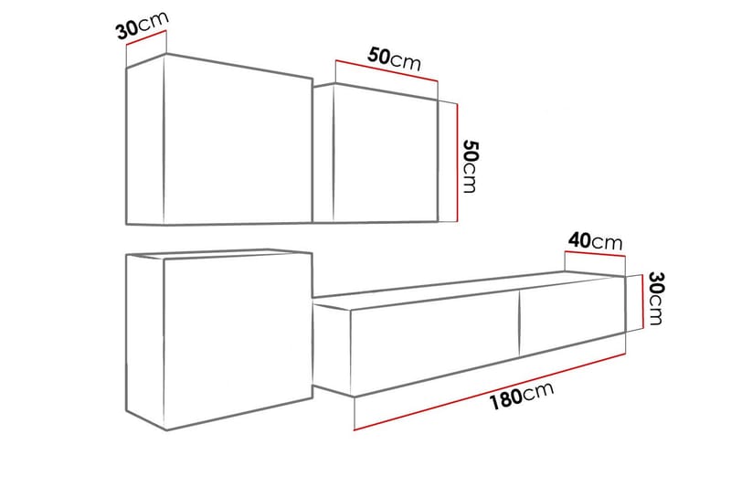 WILBER TV-möbelset 230x40x180 cm - Svart/Vit - Möbler - Vardagsrum - Tv-möbler & mediamöbler - Tv-möbelset