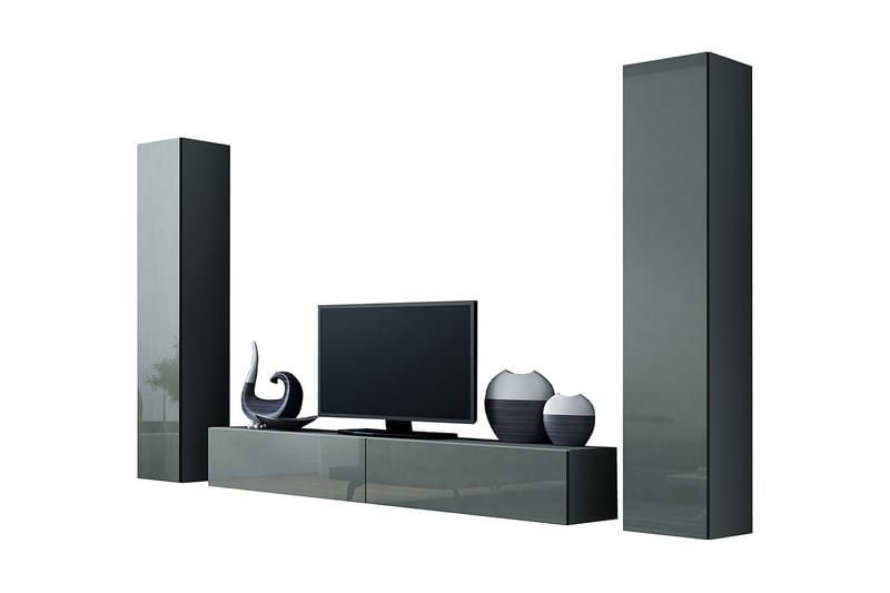 WILBER TV-möbelset 260x40x180 cm - Svart/Grå/Vit - Möbler - Vardagsrum - Tv-möbler & mediamöbler - Tv-möbelset