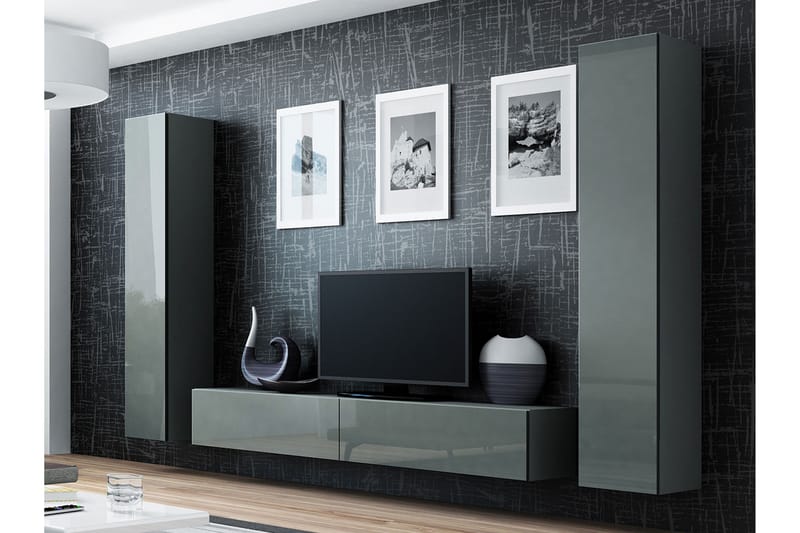 WILBER TV-möbelset 260x40x180 cm - Svart/Grå/Vit - Möbler - Vardagsrum - Tv-möbler & mediamöbler - Tv-möbelset