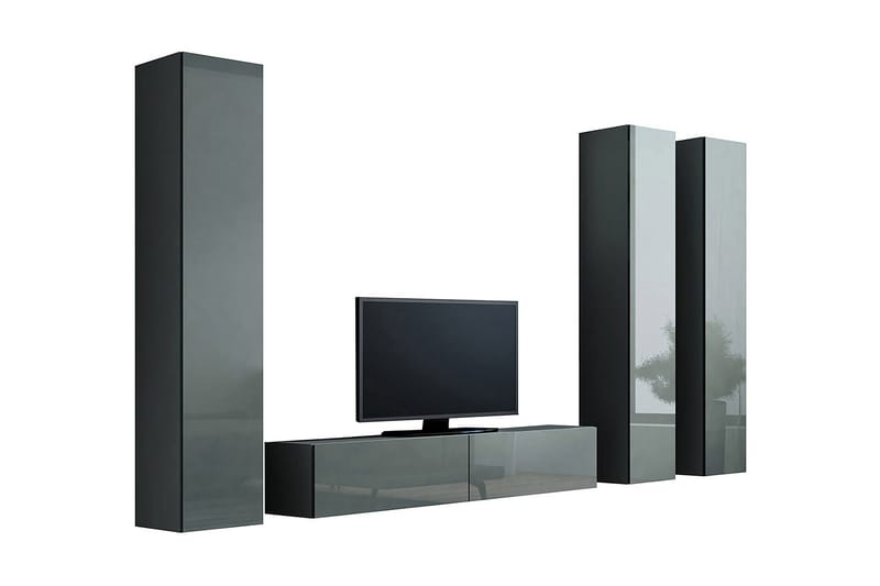 WILBER TV-möbelset 260x40x180 cm - Svart/Grå/Vit - Möbler - Vardagsrum - Tv-möbler & mediamöbler - Tv-möbelset