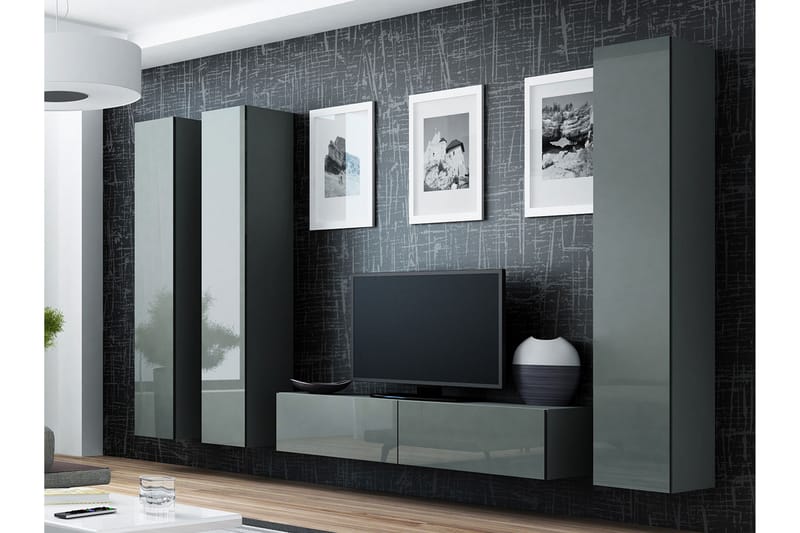 WILBER TV-möbelset 260x40x180 cm - Svart/Grå/Vit - Möbler - Vardagsrum - Tv-möbler & mediamöbler - Tv-möbelset