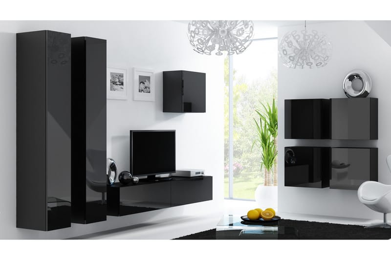 WILBER TV-möbelset 260x40x180 cm - Svart/Vit - Möbler - Vardagsrum - Tv-möbler & mediamöbler - Tv-möbelset
