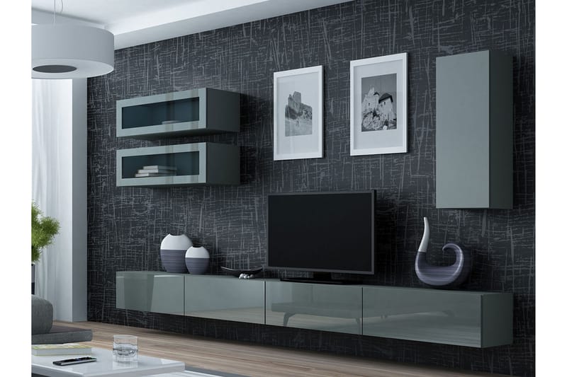WILBER TV-möbelset 280x40x180 cm - Grå - Möbler - Vardagsrum - Tv-möbler & mediamöbler - Tv-möbelset
