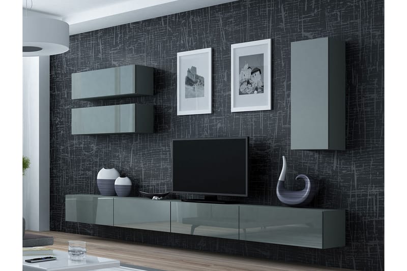 WILBER TV-möbelset 280x40x180 cm - Grå - Möbler - Vardagsrum - Tv-möbler & mediamöbler - Tv-möbelset
