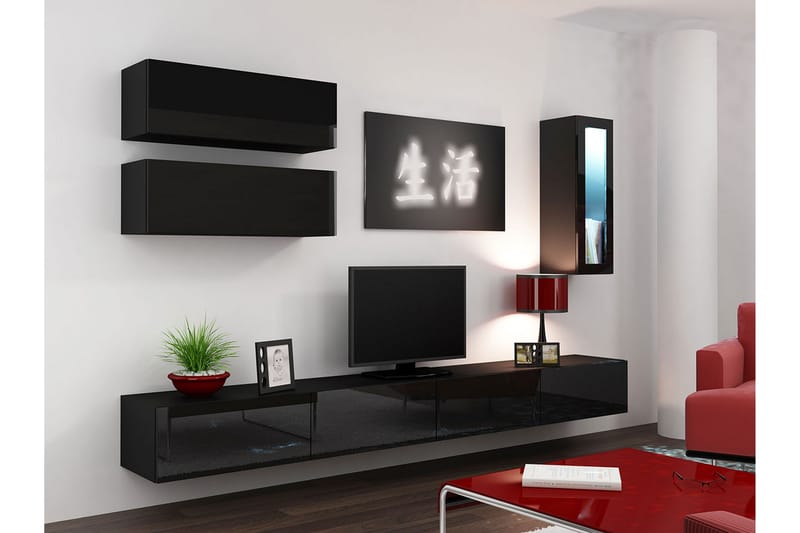 WILBER TV-möbelset 280x40x180 cm - Svart/Vit - Möbler - Vardagsrum - Tv-möbler & mediamöbler - Tv-möbelset