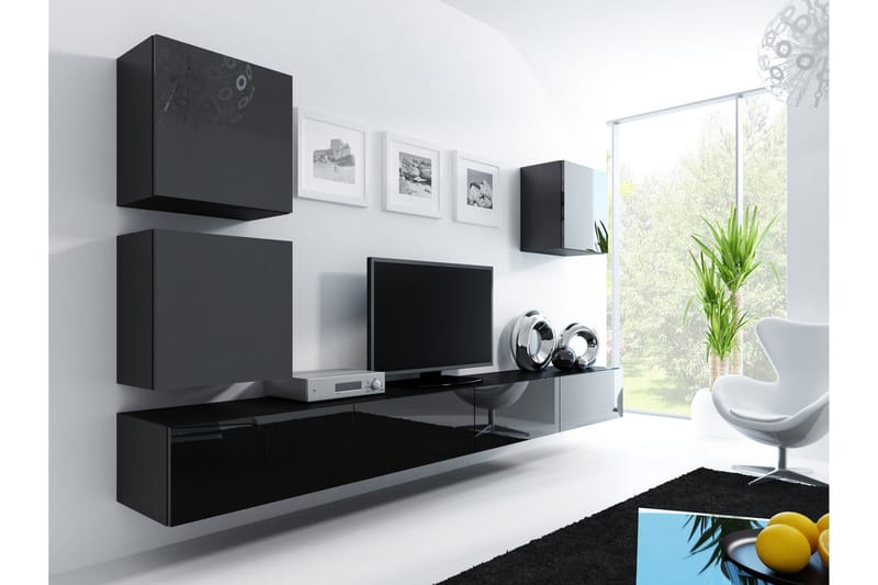 WILBER TV-möbelset 280x40x180 cm - Svart/Vit - Möbler - Vardagsrum - Tv-möbler & mediamöbler - Tv-möbelset