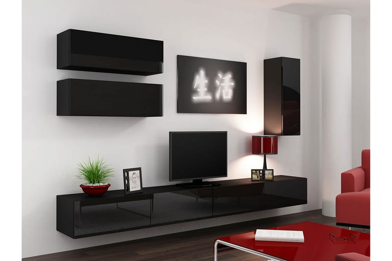 WILBER TV-möbelset 280x40x180 cm - Svart/Vit - Möbler - Vardagsrum - Tv-möbler & mediamöbler - Tv-möbelset