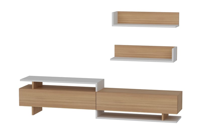 YOLANDO Tv-bänk Vit/Teak - Vit/Brun - Möbler - Vardagsrum - Tv-möbler & mediamöbler - Tv-möbelset