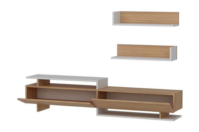 YOLANDO Tv-bänk Vit/Teak - Vit/Brun - Möbler - Vardagsrum - Tv-möbler & mediamöbler - Tv-möbelset