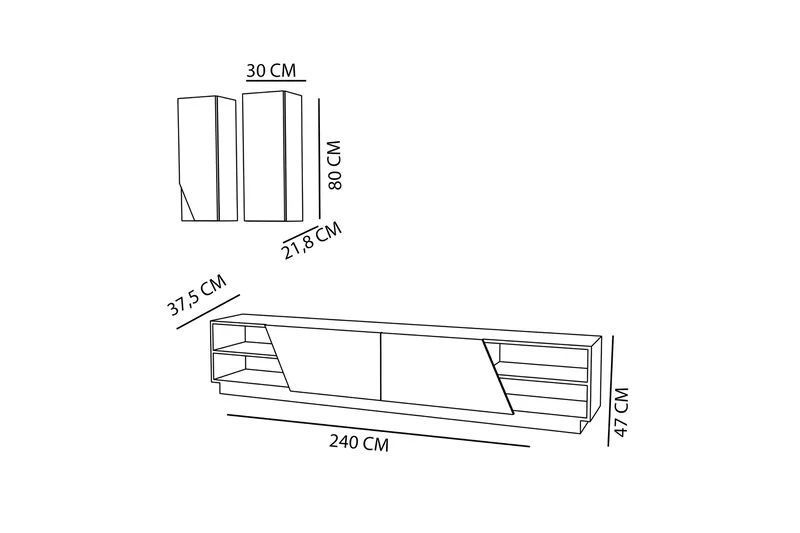 Zebrai Tv-Bänk med Dold Förvaring - Vit/Teak - Möbler - Vardagsrum - Tv-möbler & mediamöbler - Tv-möbelset