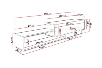 Carbost Tv-skåp 210 cm - Vit - Möbler - Vardagsrum - Tv-möbler & mediamöbler - Tv-bänkar