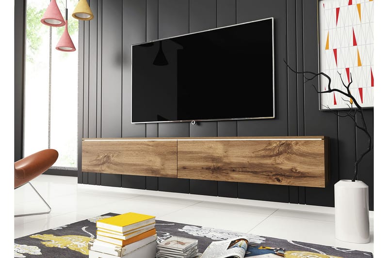 Cuguen Tv-skåp 180 cm Vit LED - Ljus Natur - Möbler - Vardagsrum - Tv-möbler & mediamöbler - Tv-bänkar