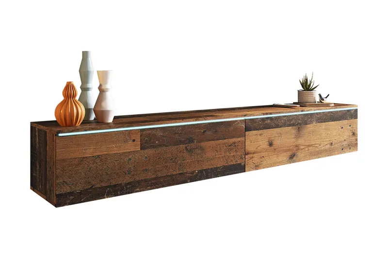 Cuguen Tv-skåp 180 cm Vit LED, Natur