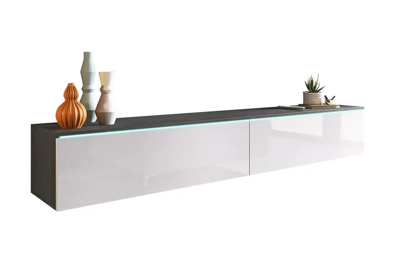 Cuguen Tv-skåp 180 cm Vit LED - Vit - Möbler - Vardagsrum - Tv-möbler & mediamöbler - Tv-bänkar