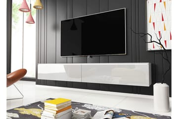 Cuguen Vägghängd Tv bänk med Förvaring 180x32x30 cm - Vit / Högglans - Möbler - Vardagsrum - Tv-möbler & mediamöbler - Tv-bänkar