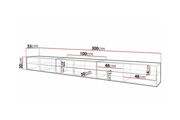 Galbally Golvstående Tv Bänk 300 cm i Valnöt - Svart Högglans - Möbler - Vardagsrum - Tv-möbler & mediamöbler - Tv-bänkar