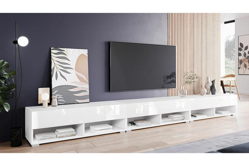 Galbally Vägghängd Tv Bänk 300 cm med Förvaring i Målat Trä - Vit - Möbler - Vardagsrum - Tv-möbler & mediamöbler - Tv-bänkar