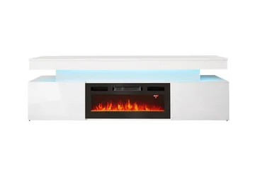Glenndale Tv bänk med Förvaring + LED kamin + Belysning 190 cm - Vit - Möbler - Vardagsrum - Tv-möbler & mediamöbler - Tv-bänkar