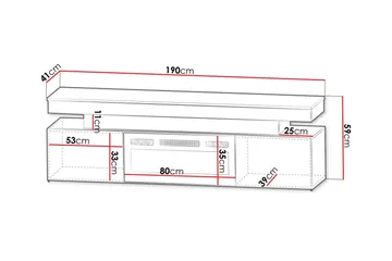 Glenndale Tv bänk med Förvaring + LED kamin + Belysning 190 cm - Vit - Möbler - Vardagsrum - Tv-möbler & mediamöbler - Tv-bänkar