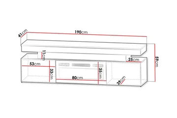 Glenndale Tv bänk med Förvaring + LED kamin + Belysning 190 - Svart - Möbler - Vardagsrum - Tv-möbler & mediamöbler - Tv-bänkar