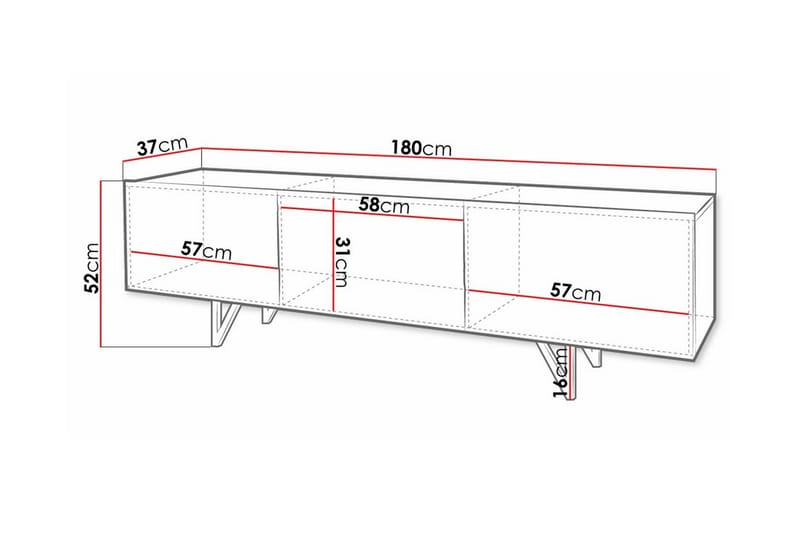 Glenndale Tv-skåp 180 cm Concept 55 White - Möbler - Vardagsrum - Tv-möbler & mediamöbler - Tv-bänkar
