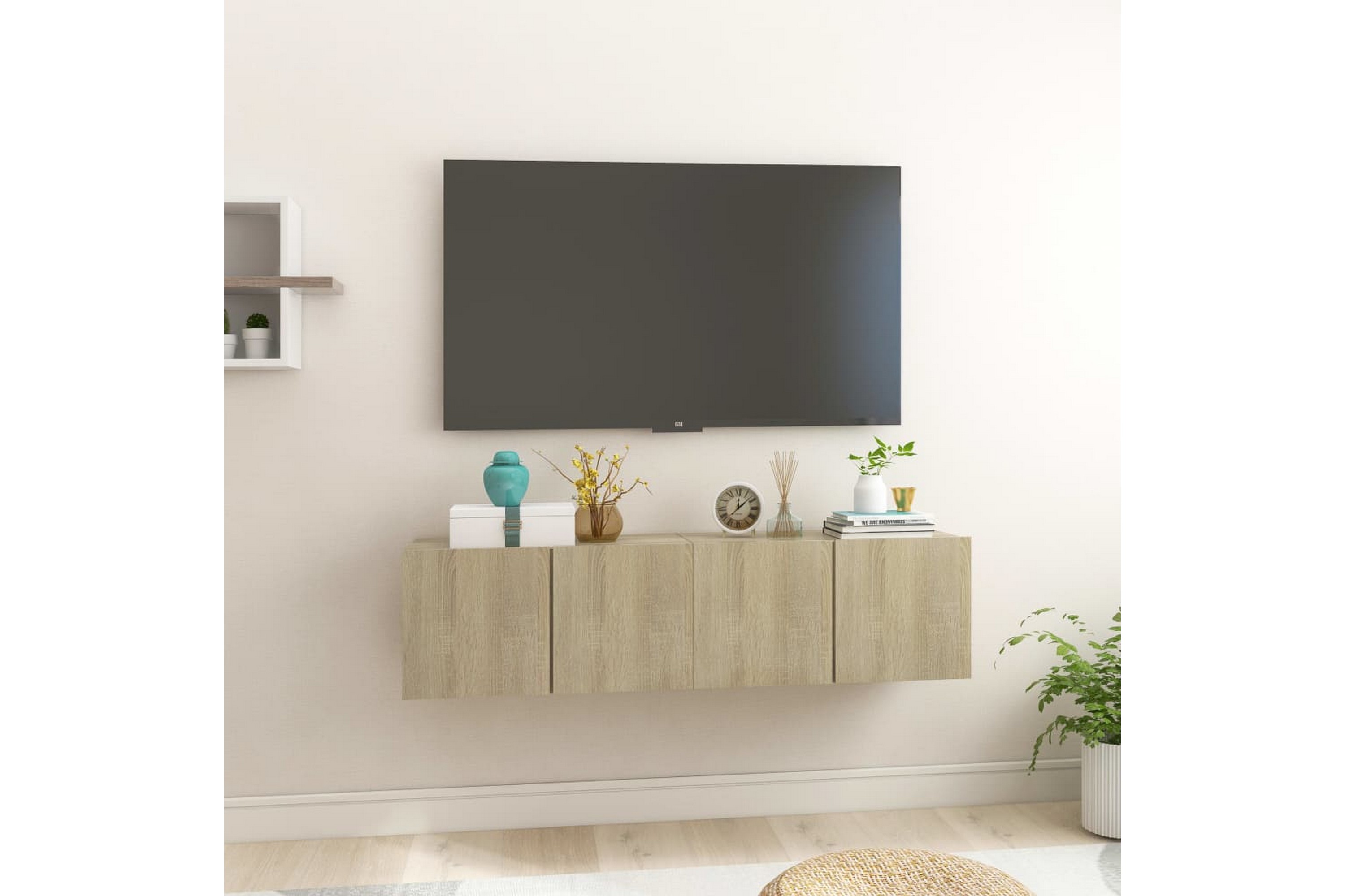 Hängande TV-skåp 2 st sonoma-ek 60x30x30 cm – Brun