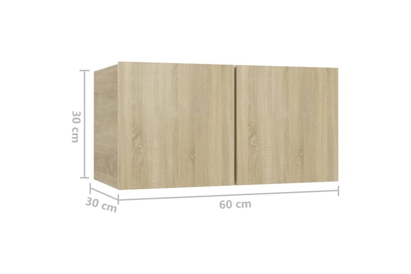 Hängande TV-skåp 2 st sonoma-ek 60x30x30 cm - Brun - Tv-skåp