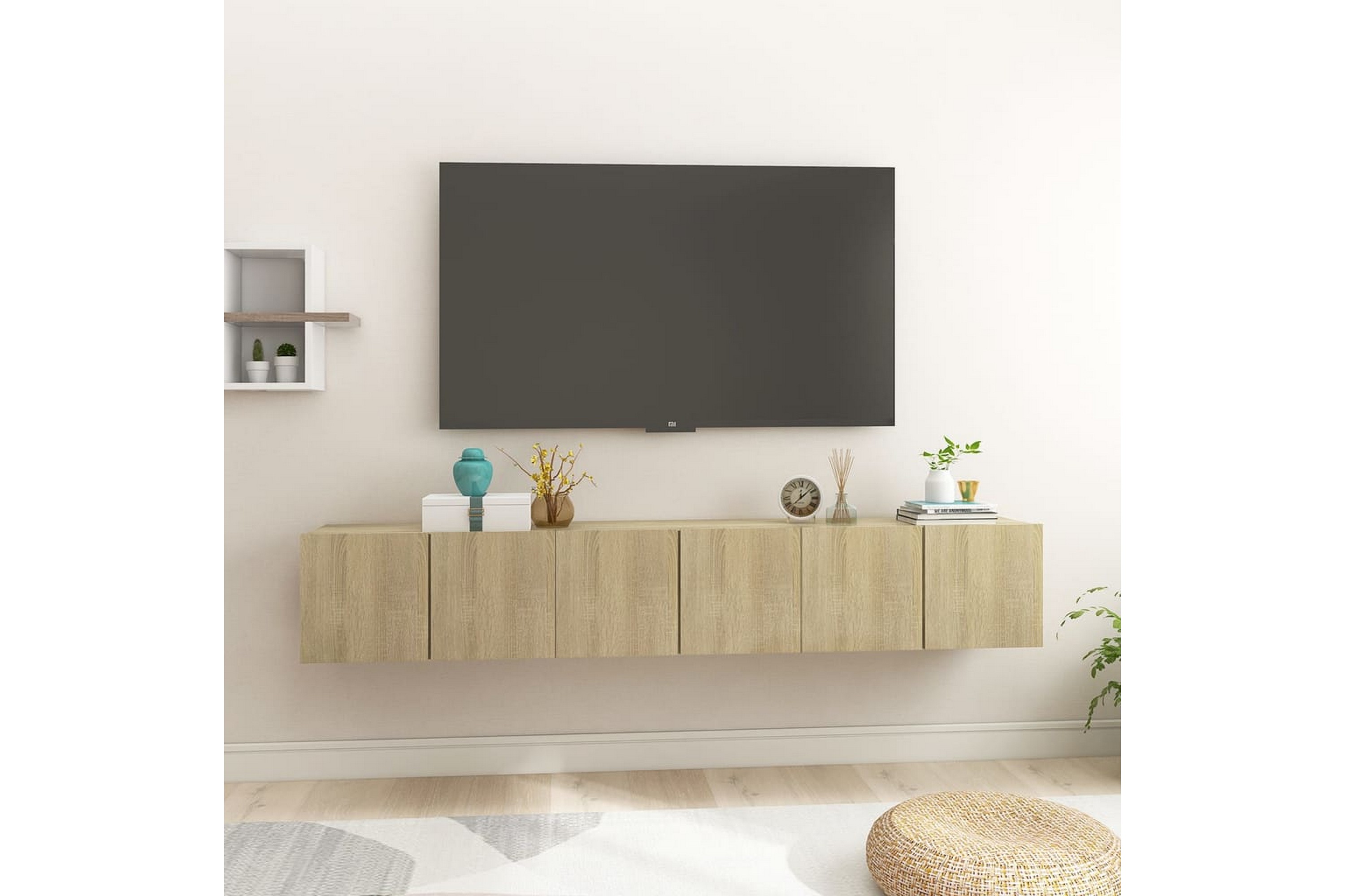 Hängande TV-skåp 3 st sonoma-ek 60x30x30 cm – Brun