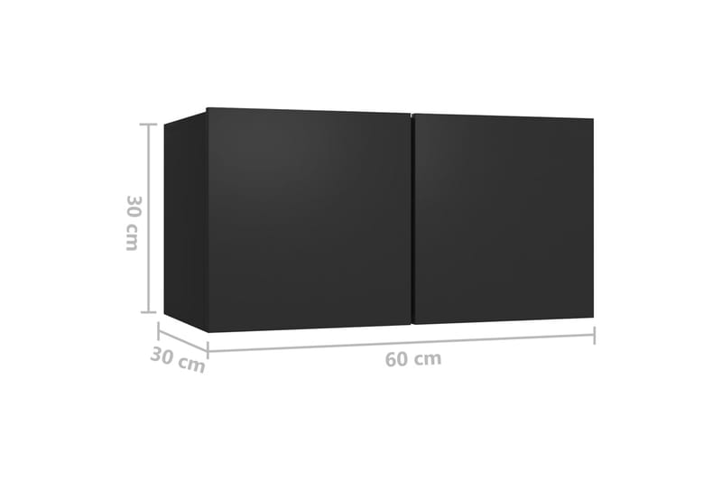 Hängande TV-skåp 3 st svart 60x30x30 cm - Svart - Tv-skåp