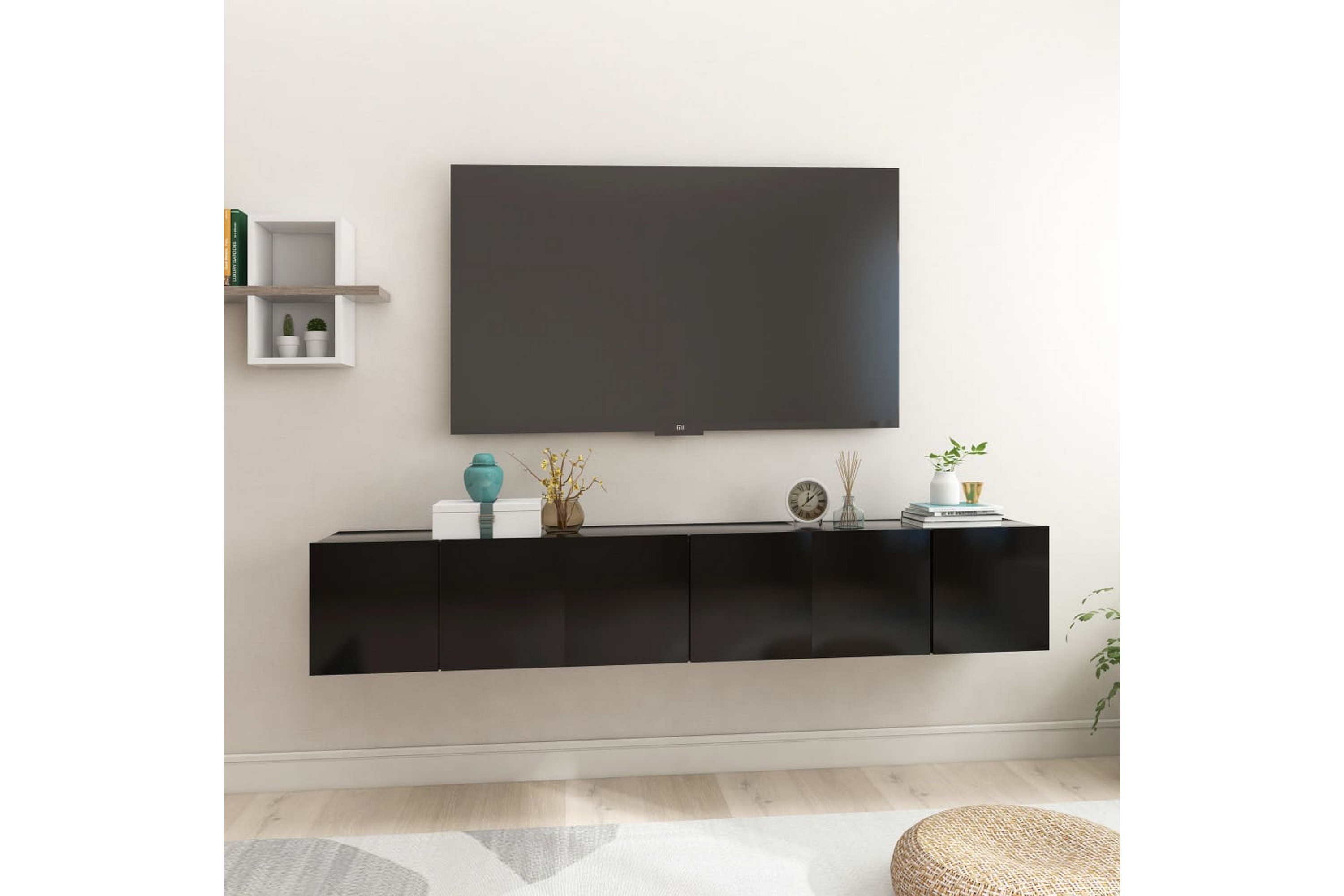 Hängande TV-skåp 3 st svart 60x30x30 cm – Svart
