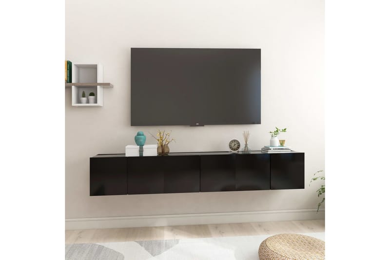 Hängande TV-skåp 3 st svart 60x30x30 cm - Svart - Tv-skåp