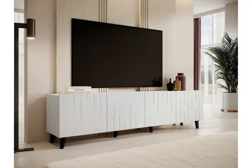 Juniskär Golvstående Tv Bänk 200 cm med Förvaring i Målat Trä - Vit - Möbler - Vardagsrum - Tv-möbler & mediamöbler - Tv-bänkar