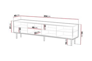 Juniskär Golvstående Tv Bänk 204 cm med Förvaring i Målat Trä - Svart - Möbler - Vardagsrum - Tv-möbler & mediamöbler - Tv-bänkar