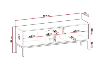 Klinkerville Tv bänk med belysning 39 cm djup 56 cm bred - Svart Trä / Glas / Ribbad - Möbler - Vardagsrum - Tv-möbler & mediamöbler - Tv-bänkar