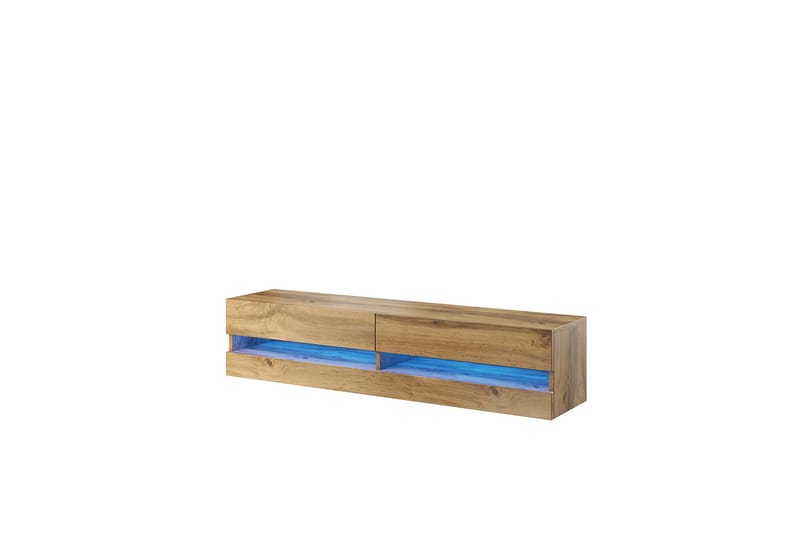 LISBURN Tv-skåp 180 cm Vit LED Natur/Svart - Möbler - Vardagsrum - Tv-möbler & mediamöbler - Tv-skåp