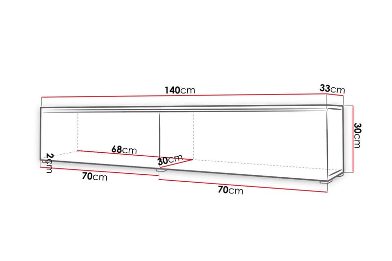 MEILLAC Tv-skåp 140 cm Vit LED Vit/Natur - Tv-skåp