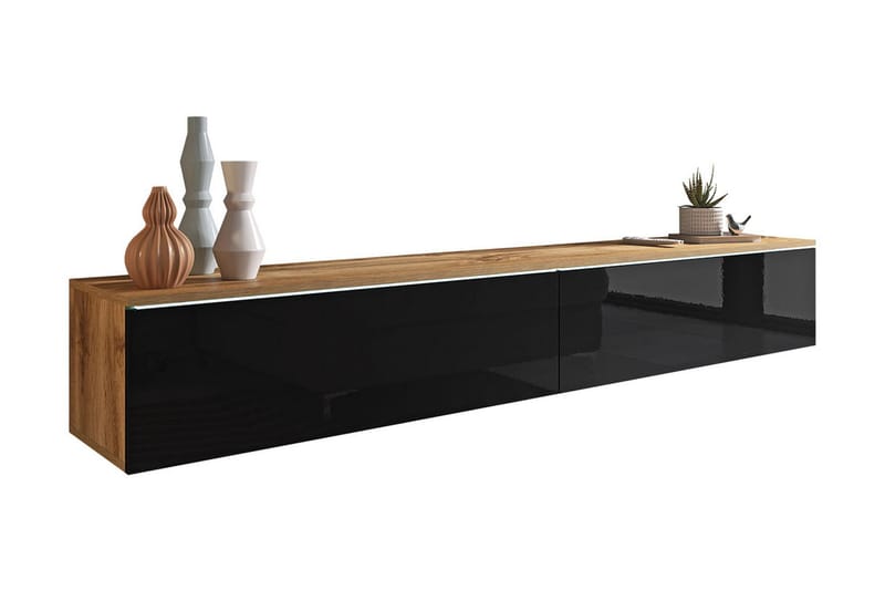 MEILLAC Tv-skåp 180 cm Vit LED Natur/Svart - Möbler - Vardagsrum - Tv-möbler & mediamöbler - Tv-bänkar