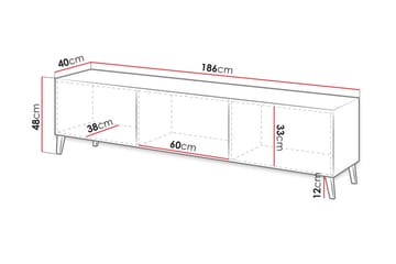 Novaj Golvstående Tv Bänk 40 cm med Förvaring i Målat Trä - Svart - Möbler - Vardagsrum - Tv-möbler & mediamöbler - Tv-bänkar