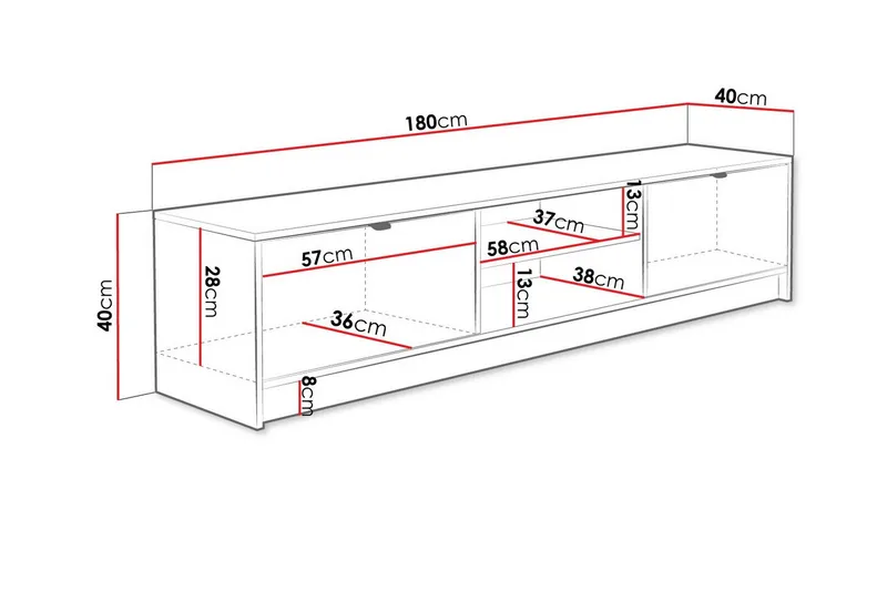 Novaj Tv-skåp 180 cm - Vit - Möbler - Vardagsrum - Tv-möbler & mediamöbler - Tv-skåp