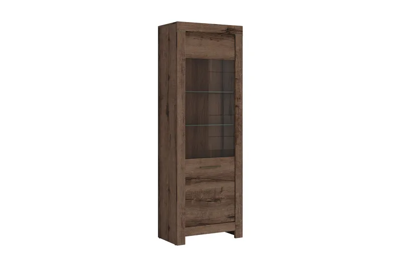 Olender Vitrinskåp 68x197 cm med Förvaring i Trä med Glasdörr, Brun