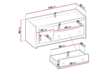 Rathmore Golvstående Tv Bänk 110 cm med Förvaring i Ek - Antracit - Möbler - Vardagsrum - Tv-möbler & mediamöbler - Tv-bänkar